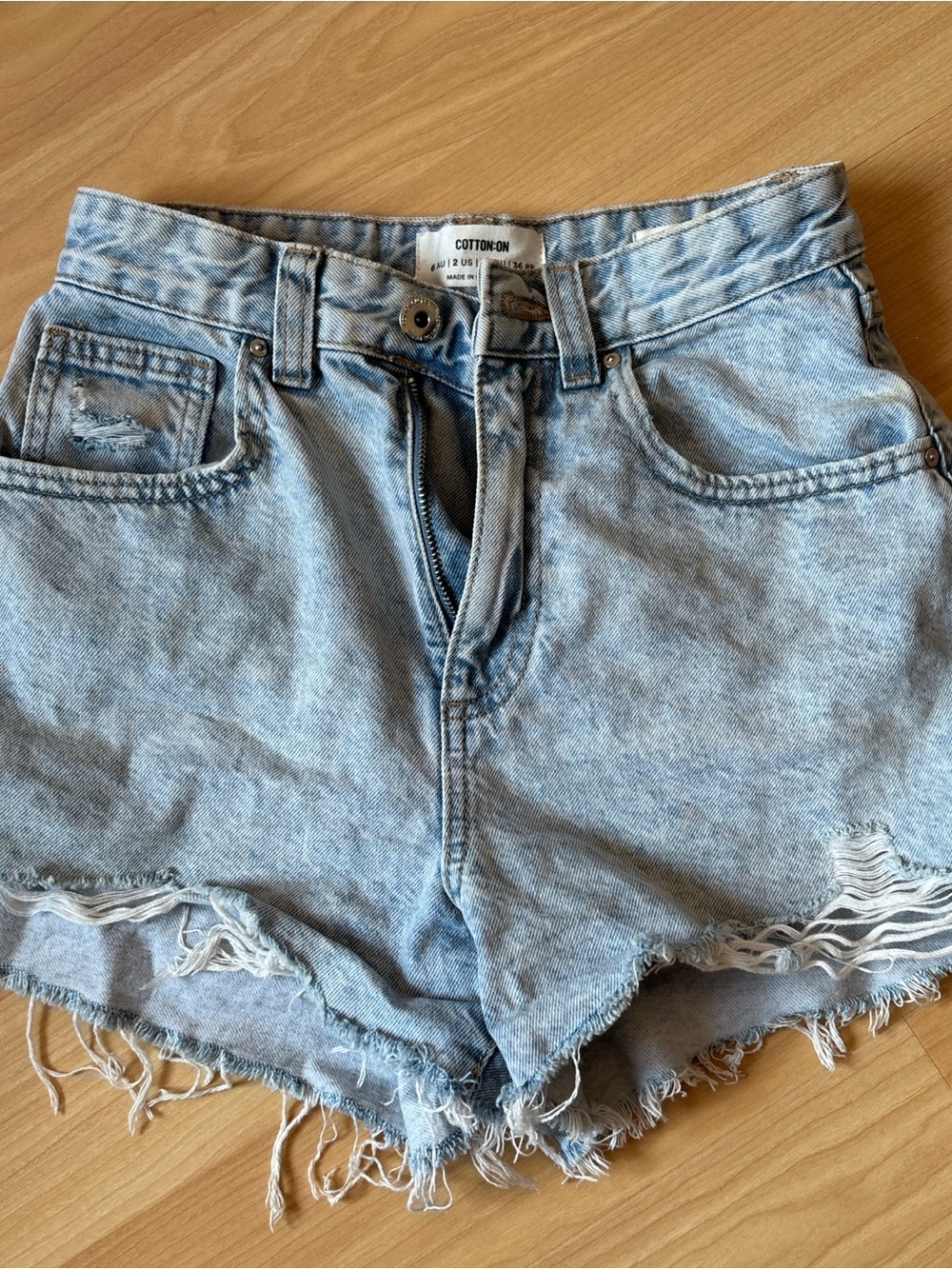 Cotton On Pale Blue Distressed Denim Shorts